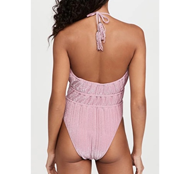 RAMY BROOK Marta Strapless Metallic One Piece Swimsuit In Pink - Picture 3 of 16